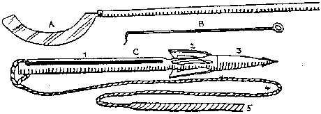 Flenskniv, spekkrok og harpun